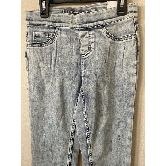 Justice Light Acid Wash Stretchy Pull On Jean Jeggings Leggings Pants Size 10 - Picture 3 of 7